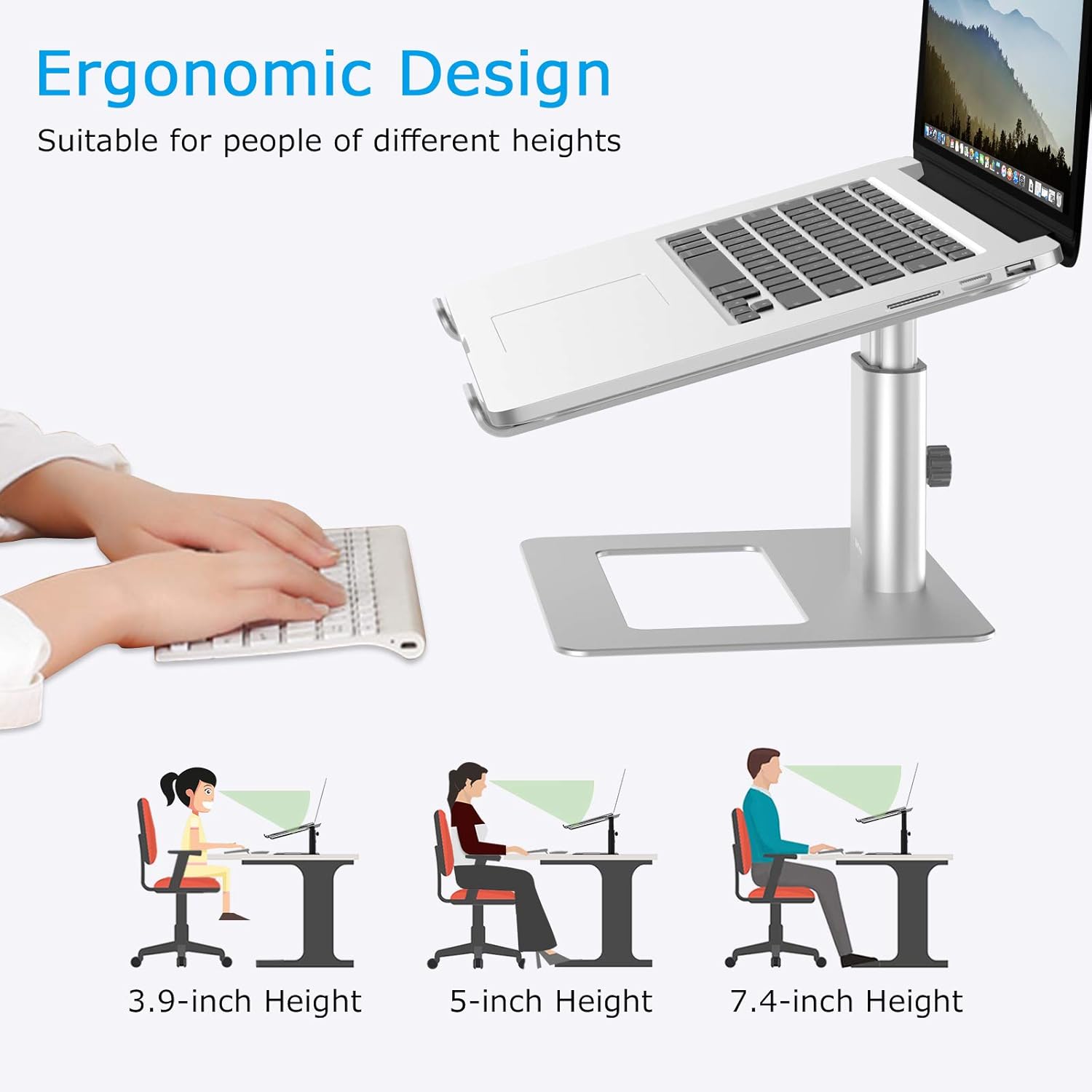 BoYata Laptop Stand, Height Adjustable Ventilated Laptop Holder, Notebook Stand Compatible with 10-17'' MacBook Pro/Air, Dell - Image 5