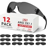 Hoqiwild ANSI Z87.1 Tinted Safety Glasses Bulk 12 pack, Safety Sunglasses for men and women, Scratch &amp; Impact Resistant UV protection sunglasses for Construction, Outdoor Sports &amp; Work
