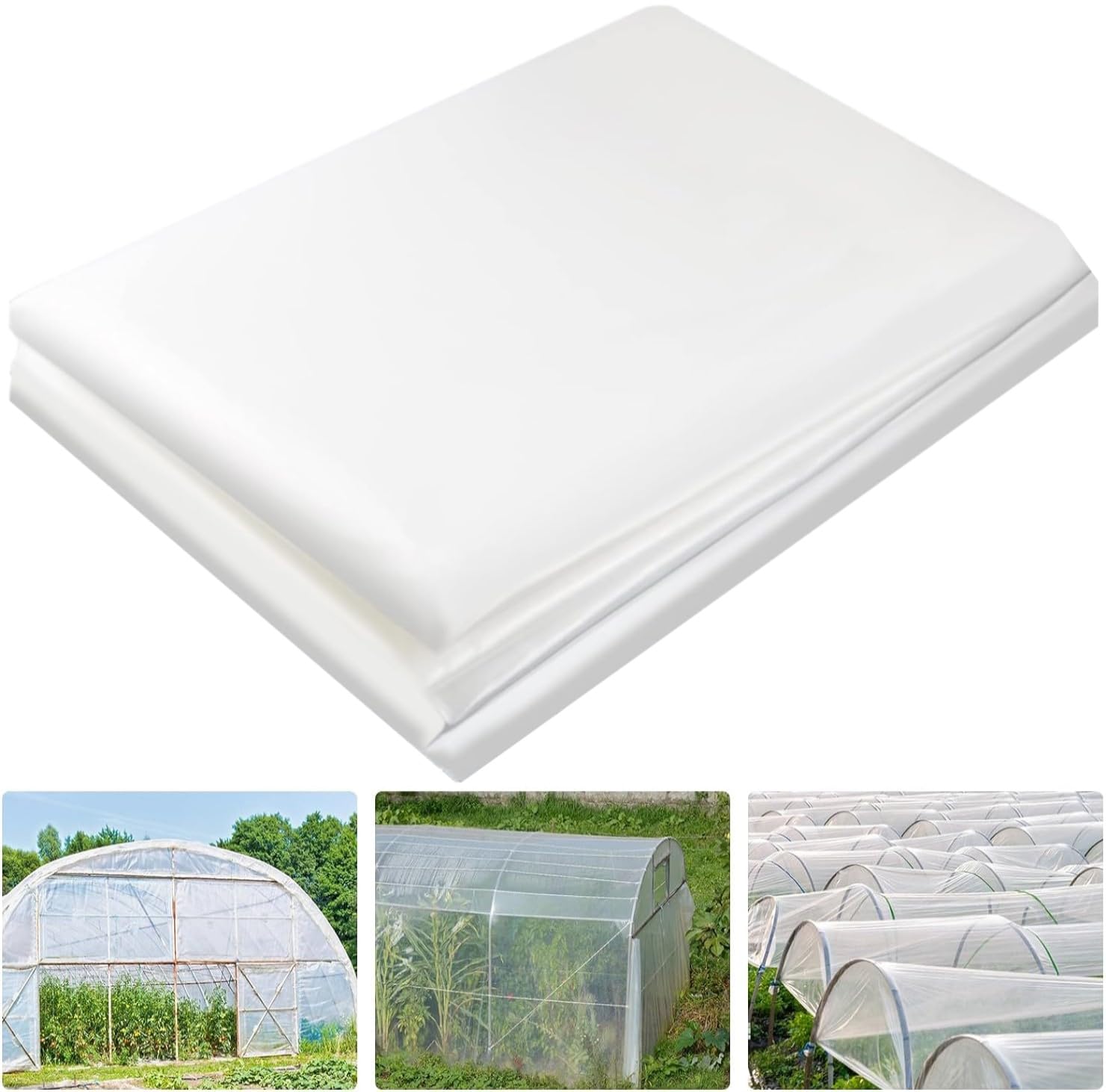 KAHEIGN 2M x 10M Heavy Duty Polythene Sheeting, Extra-Thick Clear Garden Grow Polytunnel Cover Polythene Horticultural Membrane for Gardening Insulation & Building Rubble Protection (250Mu /1000G)