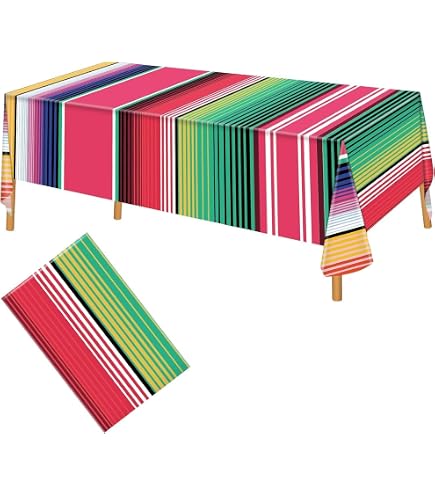 Buryeah 12-Pack Mexican Fiesta Tablecloths - 54"x108" Disposable Plastic Cinco De Mayo Party Decor - View #9