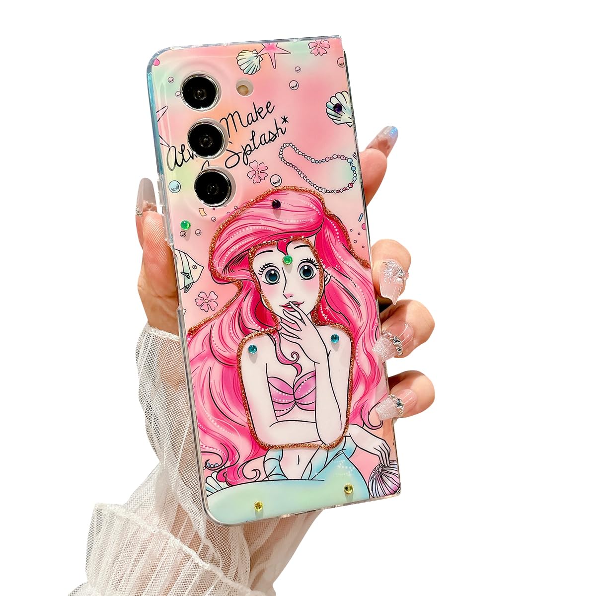 Photo 1 of Meishangmei for Samsung Galaxy Z Fold 5 Case Pattern Printed Cartoon IMD Soft TPU Shockproof Protective Case for Girls and Women - Mermaid
