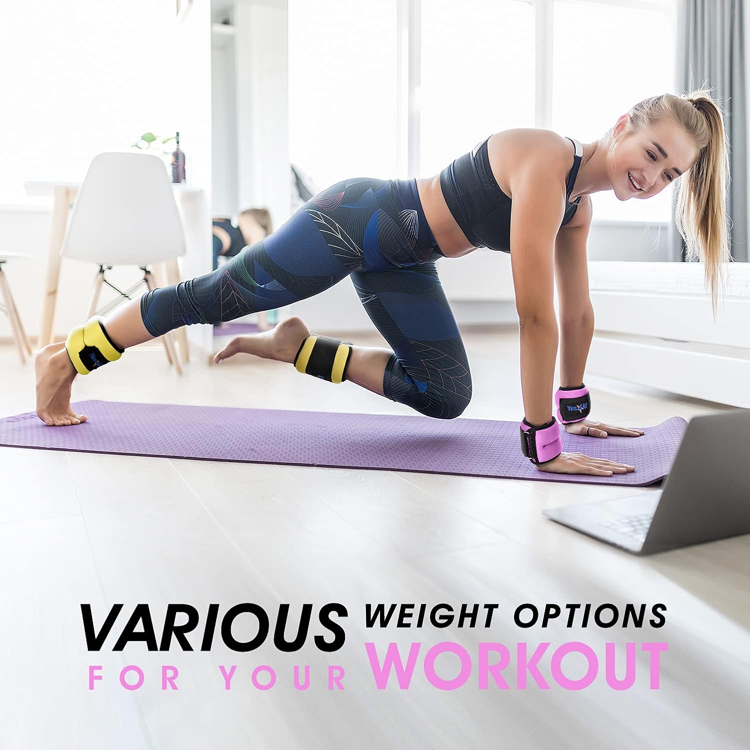 Yes4ll 1.5 lbs Ankle Weights/Wrist Weights for Women and Men – Fully Adjustable Leg Weights for Walking, Fitness, Cardio Exercise (1.5 lbs x2, Purple) : Sports & Outdoors