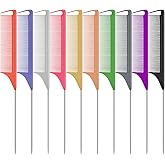 10 PCS Rat Tail Combs Set - Hair Teasing Fine Tooth Comb for Women Girls, Appliances with Stainless Steel Pintail Carbon Fibe