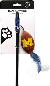 Littlearth NCAA Michigan Wolverines Cat Wand | Cat Toy | Interactive Cat Toy | Cat Teaser, Black, Wand: 18.25