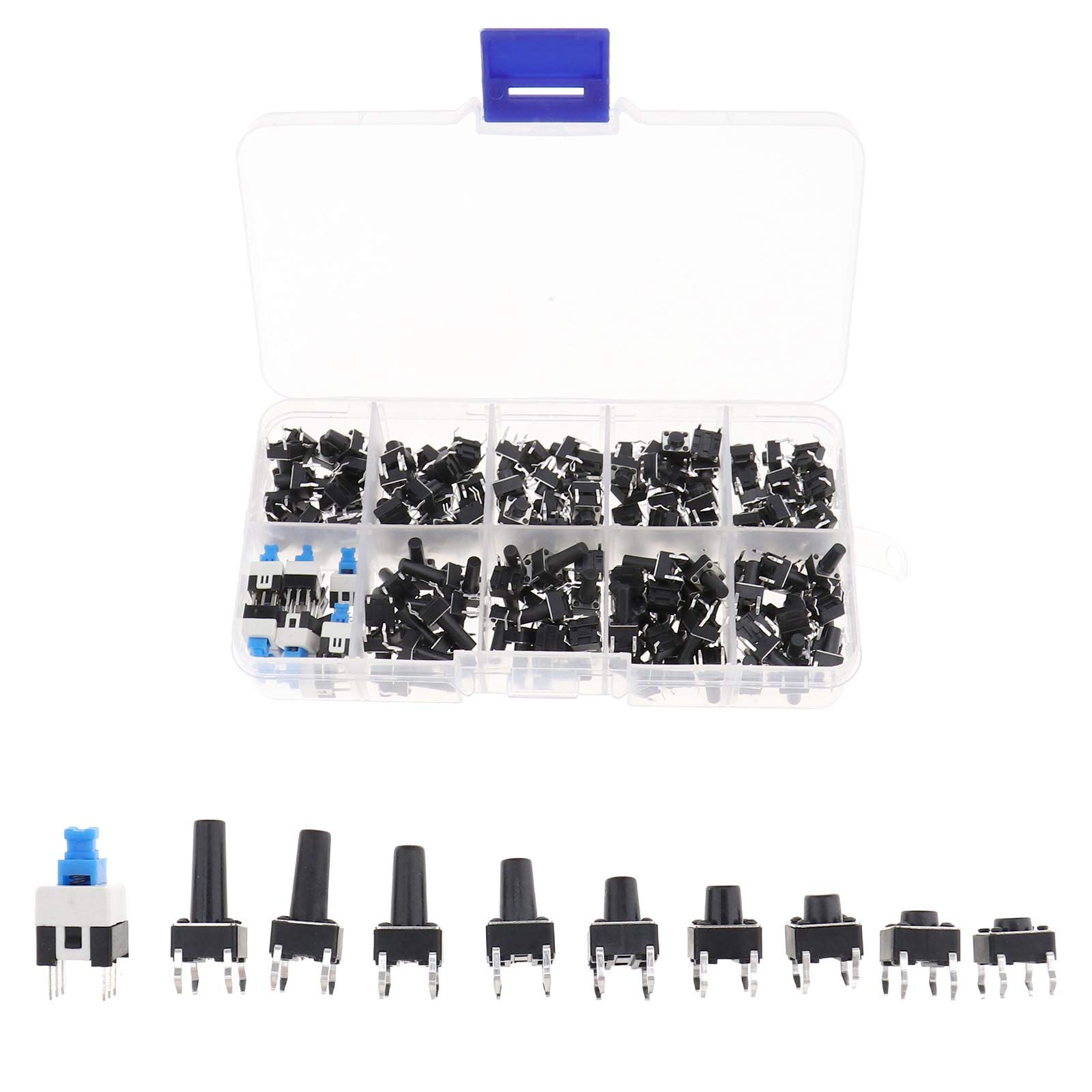 Create Idea 200pcs Mini Micro Momentary Tactile Push Button Switch Assortment Kit with Case for Television Audio Equipment