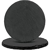 Black Nature Stone Coasters Set of 2, Round Drink Coasters Anti-Scratch, Table Décor for Office Bar Kitchen and Home, Protect Wood Glass Surfaces in Style (2pack)