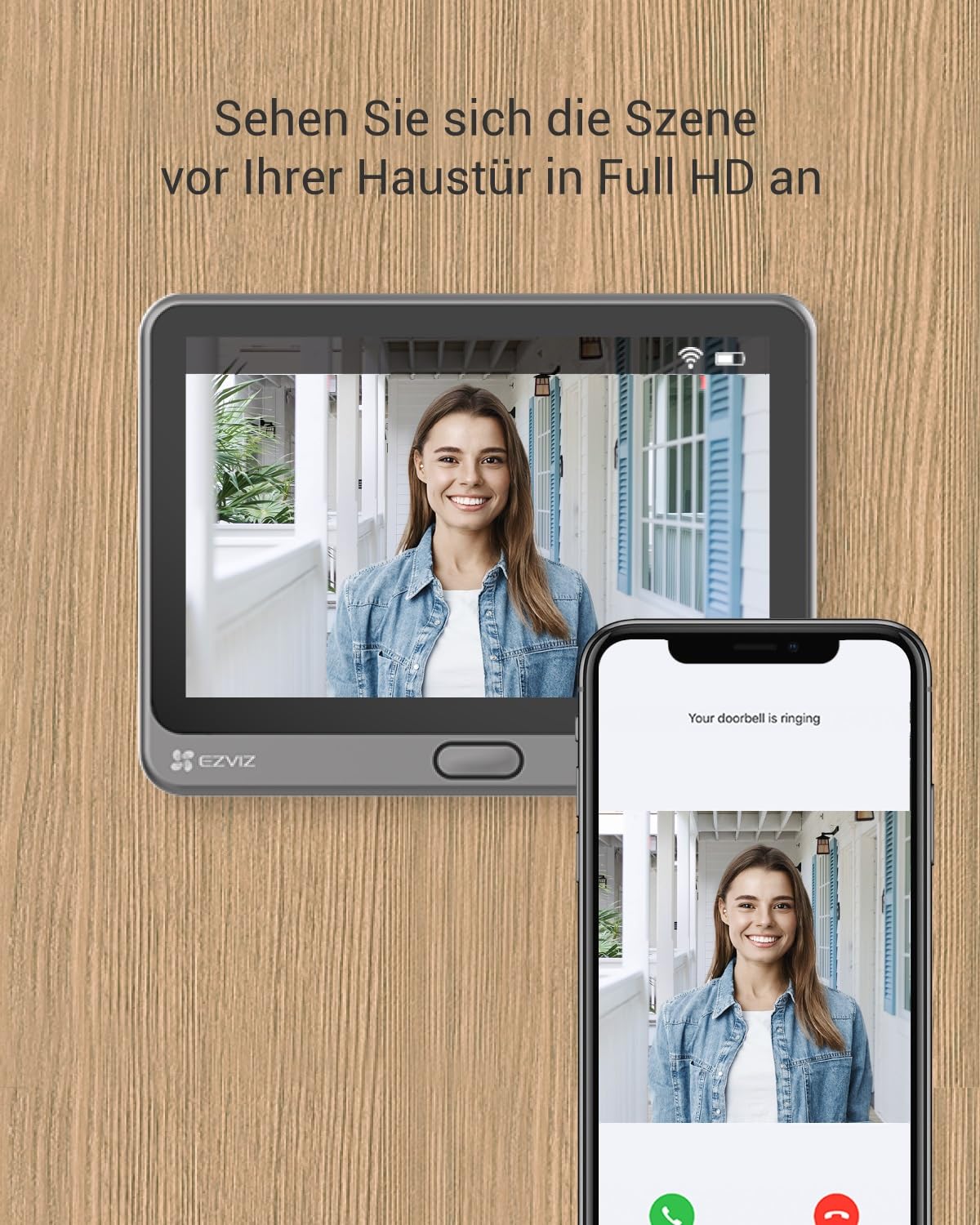 EZVIZ WLAN Türklingel mit 166° Weitwinkel und PIR-Sensor, 2MP Türspion Kamera mit 4,3 Zoll Farbbildschirm, 4600mAh Akku, AI Personenerkennung, Zwei-Wege-Videoanruf und Live-Ansicht verfügbar, CP4 2