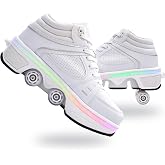 Roller Skate Shoes for Girls, Kids, Women, Men,Double-Row Skating Shoes,Retractable Wheels Sneakers,Adjustable Parkour Roller Skates,Deformation Sneakers Outdoor