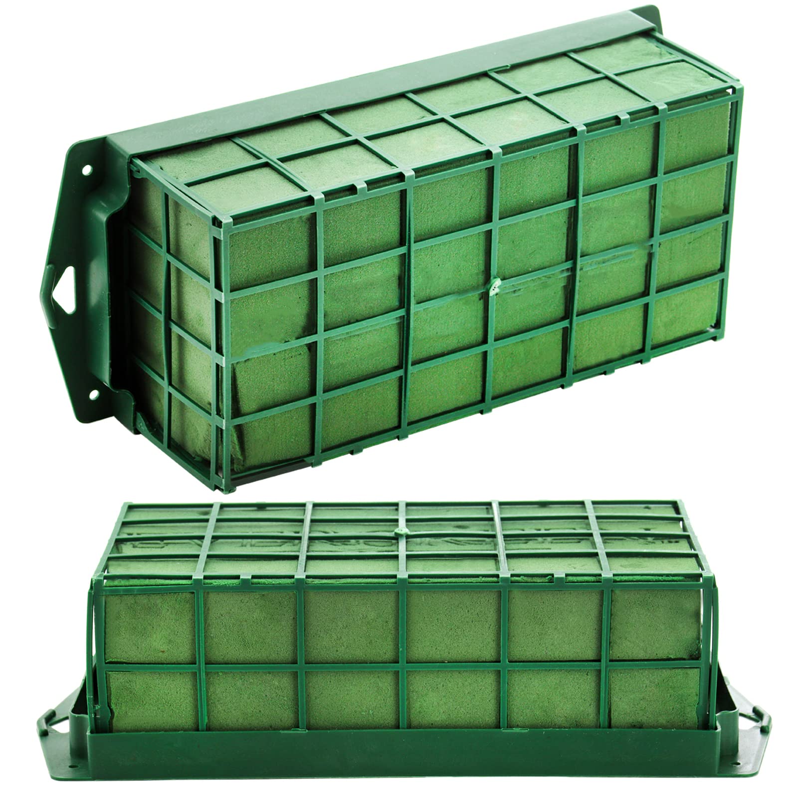 Lyellfe 2 Pieces Floral Foam Cage, Rectangular Flower Foam Holder, Flower Arrangement Mud for DIY Fresh or Artificial Flowers, Table and Wedding Centerpieces, 9.5''L x 3''W