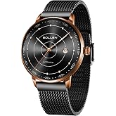 SOLLEN Automatic Watches for Men,Self Winding Men Dress Watch with Calendar | Mechanical Luminous Stainless Steel Water Resistant 30M Minimalist Business Wrist Watch, Birthday Gifts for Men