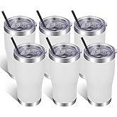 VEGOND 20oz Tumbler Stainless Steel Tumbler Cup with Lid And Straw Vacuum Insulated Double Wall Travel Coffee Mug(White 6 Pack)