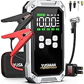 Car Jump Starter with Air Compressor, 8000A 150PSI Jump Starter Pack (All Gas/10.0L Diesel), 12V Battery Jump Starter with Display, Smart Jumper Cables, 2 LED Light