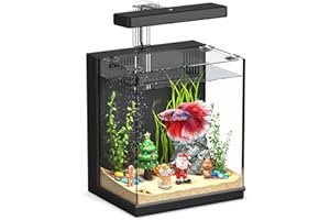 AQUASMITH Beta Fish Tank, 2 Gallon Betta Fish Aquariums with Filter & Light, for Men, Fish Tanks for Kids & Starter, Black