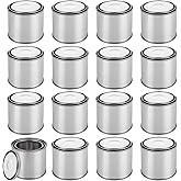 LDHHYH 16 Pack Empty Metal Paint Cans with Lids (1/2 Pint Size), Tiny Tinplate Unlined Cans, Silver Unlined Pint Paint Pails for Arts Crafts DIY Projects Painting