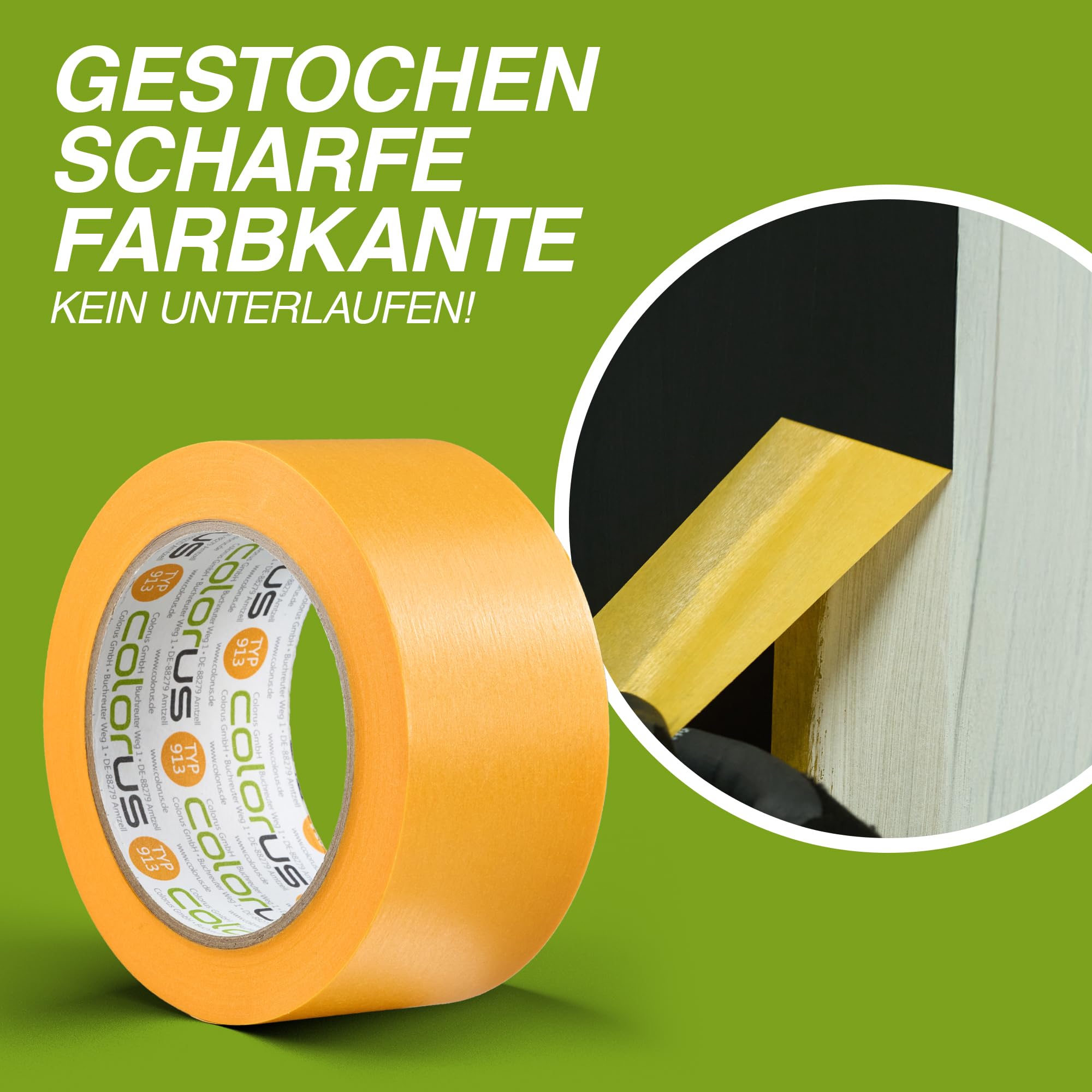 Colorus 3 x Profi Maler-Goldband Soft Tape | Maler Abklebeband 50 mm x 50 m UV beständig | Klebeband für gestochen scharfe Farbkante | Lackierband Lackier-Klebeband Lack-Abdeckband 3