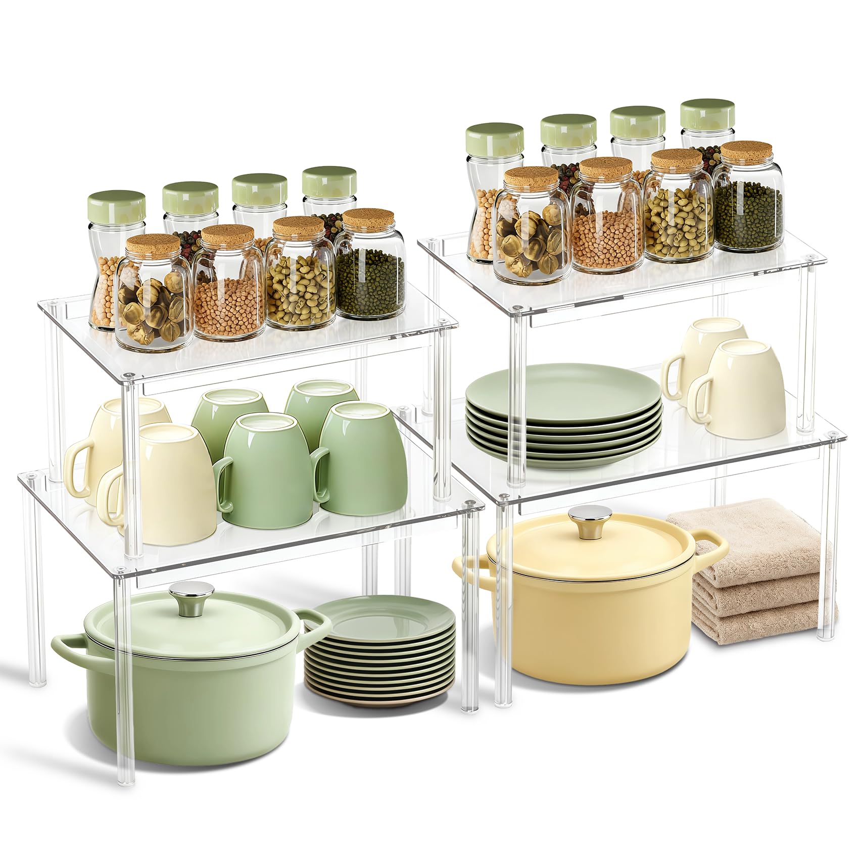 View 1 of ***MISSING PARTS***
BOMOKS Clear Kitchen Cabinet Organizer, Set of 4 Stackable Spice Rack, Acrylic Shelves for Pantry Organizers and Storage, Tiered Spice Organization for Cabinet, Shelf Organizer for Desk Countertop