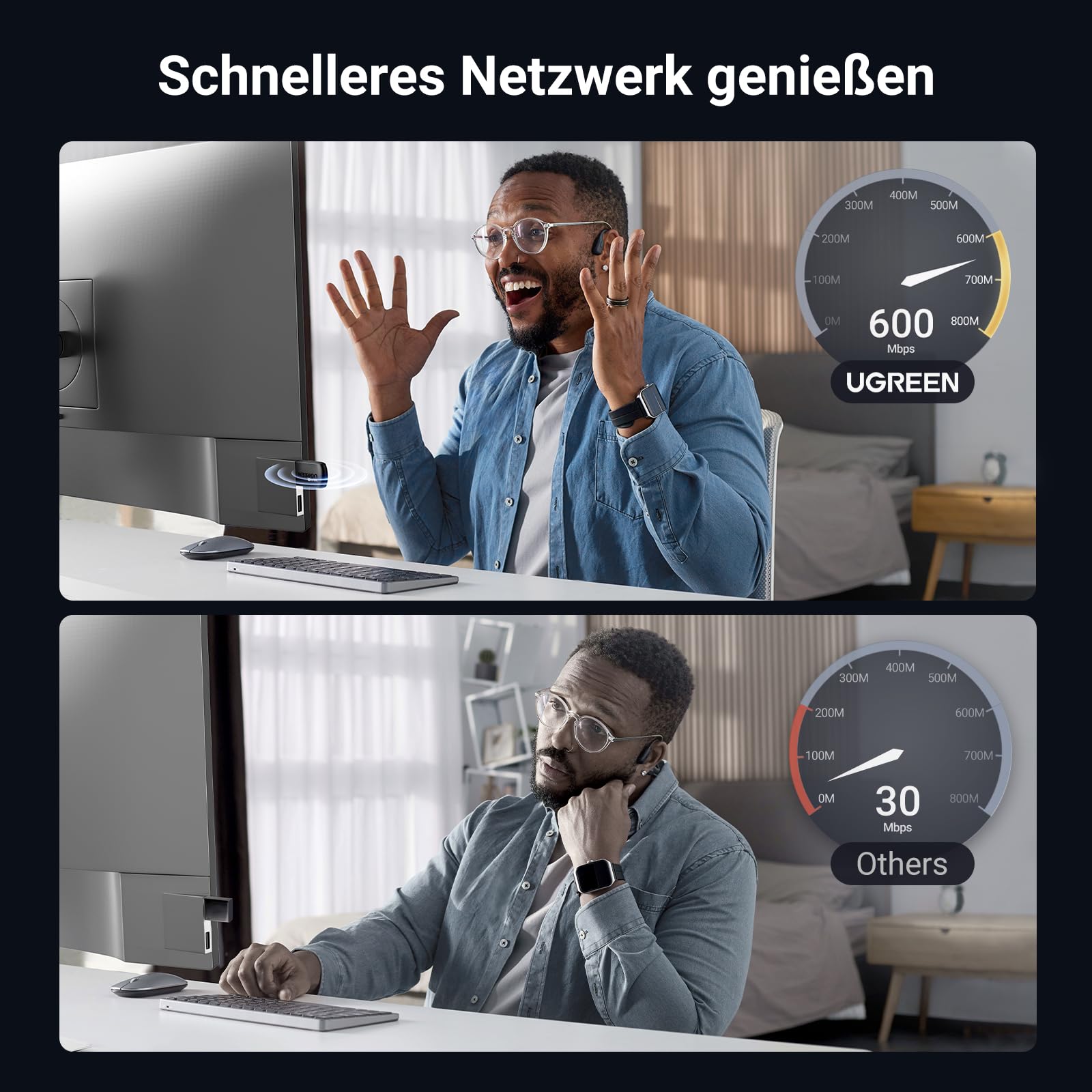 UGREEN WLAN Stick für PC AX900 WiFi 6 Primär WLAN Adapter PC Dual Band 2,4G/5GHz, eingebauter Treiber, OFDMA+MU-MIMO, WPA2-PSK, USB WLAN Stick kompatibel mit Windows 11/10. 5