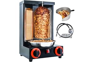 GENERIC Shwarma Grill Gas Vertical Doner Kebab Machine - Turkish Kebab and Grilled Chicken With 2 Burner and Meat Catch Pan, Black (Registered Design Patent)