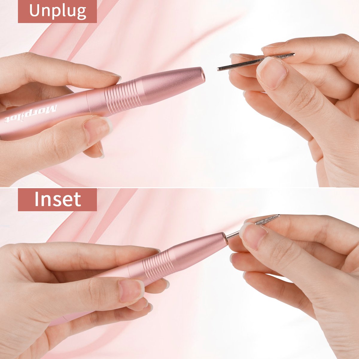 Fresa Unghie Elettrica, Morpilot 11 in 1 Kit Nail Drill Art Professionale Portatile per Ricostruzione Manicure e Pedicure, Trapano Chiodo per Casa e Salone con Set Strumenti di Lucidatura(20000rpm)