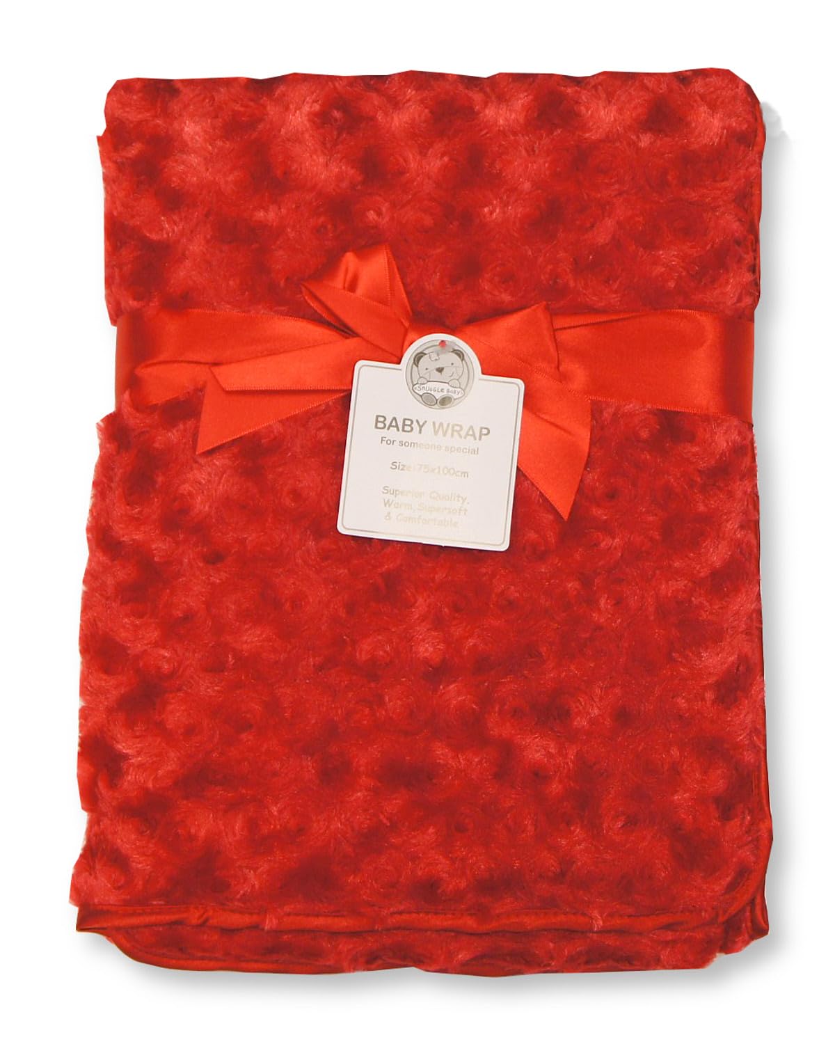 Baby Rosebud Wrap Blanket with Fleece Back and Satin Trim (Red)