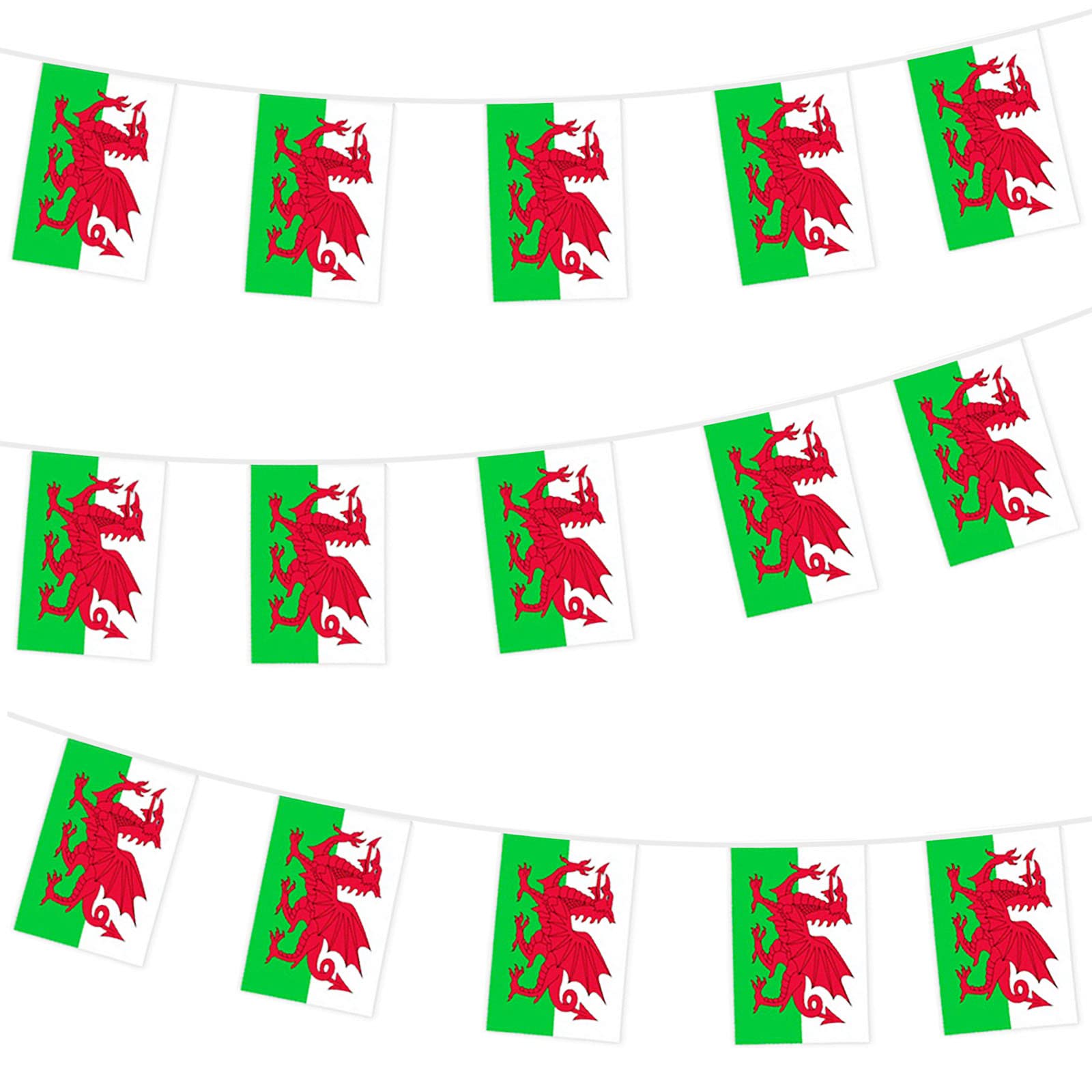 Wales Bunting Flag Hanging Flag for World Cup 2022 10m/32ft Rectangle Fabric Wales Flag Banner, Outdoor Indoor Bar Bunting for World Cup Qatar 2022 Decorations Party Supplies