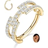 FUNLMO Cube Zircon Nose Ring Conch Helix Tragus Rook Daith Piercing Jewelry Cartilage Earring 316L Surgical Steel Septum Jewelry