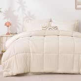 Love's cabin Twin Comforter Set, 5 Pieces Bed in a Bag, Beige | OEKO-TEX Certified, All-Season, 1 Down-Alternative Comforter + 1 Flat &amp; Fitted Sheets + 1 Pillowcase + 1 Pillow Sham