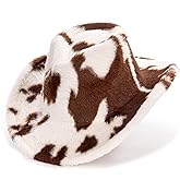 IDASHPO Women's Cowboy Hat, Cow Print Western Style, Stylish Fleece Warm, Party Cowgirl Hat, 2025 Vacation Model