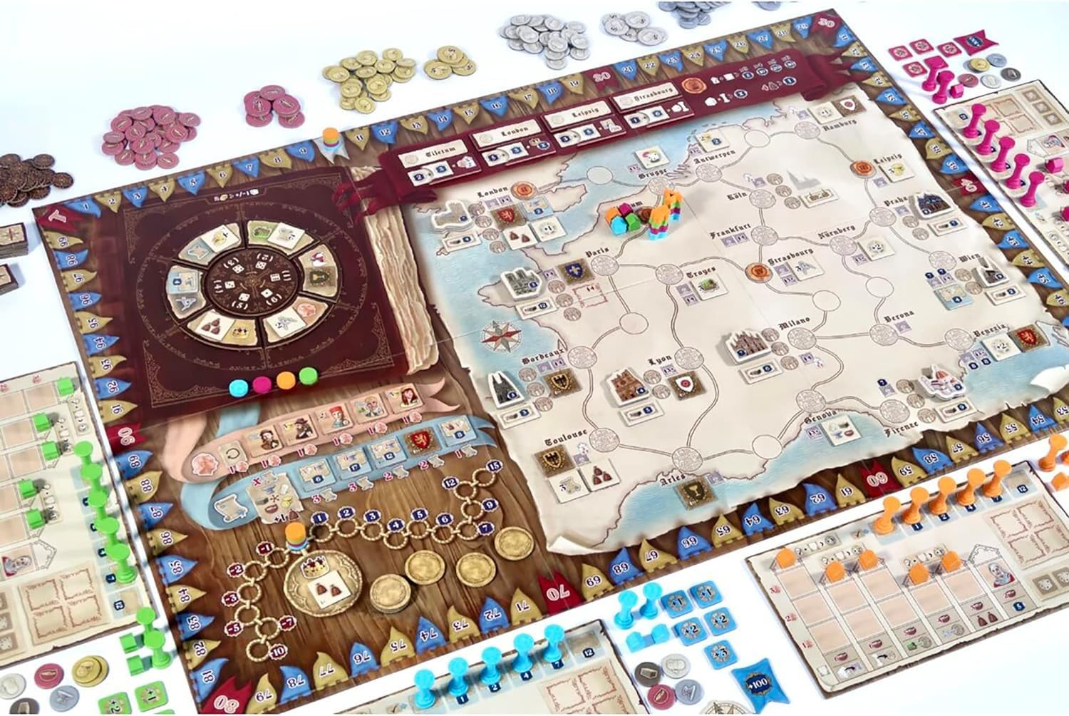 Board & Dice: Tiletum - A Deeply Thematic Dice-Management Eurogame, Play As Merchants in The Early Days of The Renaissance, Ages 14+, 1-4 Players, 60-100 Minute Playing Time