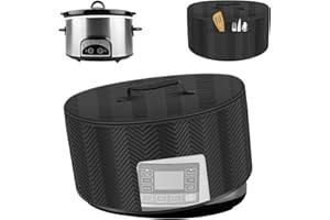Slow Cooker Cover Oilproof Aluminum Foil Lining Appliance Dust Cover with Pocket and See Through Window for 6 7 8L Slow Cooke