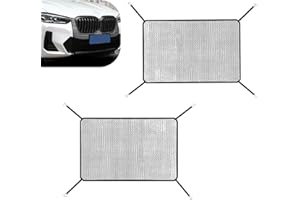 MOXRUQ 2 PCS Car Grille Protection Net with Hooks, 3.61Ft x 2.46Ft Multifunctional Car Grill Mesh Cover for Preventing Stones, Dirt and Leaves From Flying Into, Universal for Most Cars (Black)