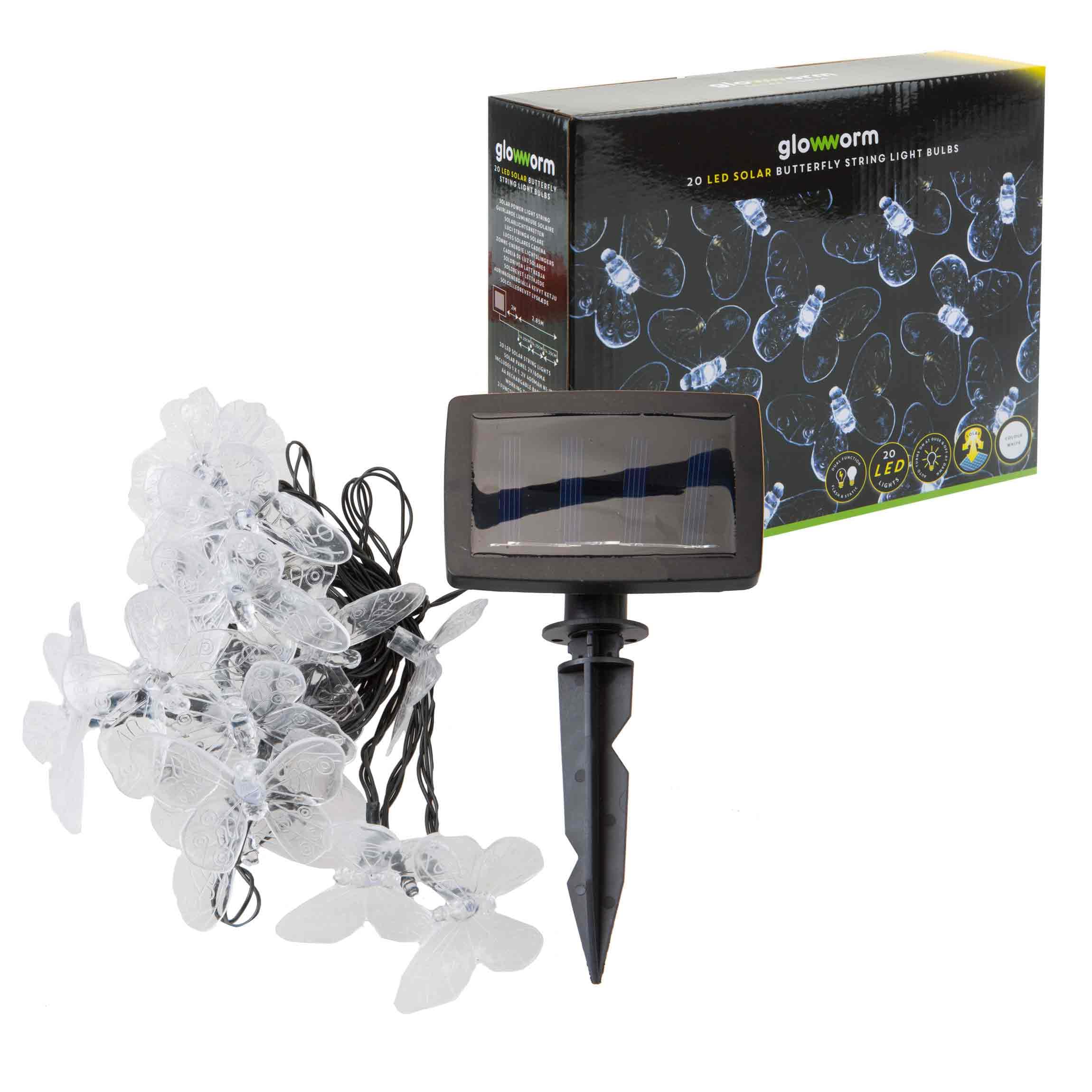 VFM - Glowworm Solar Butterfly Lights - Warm White Led