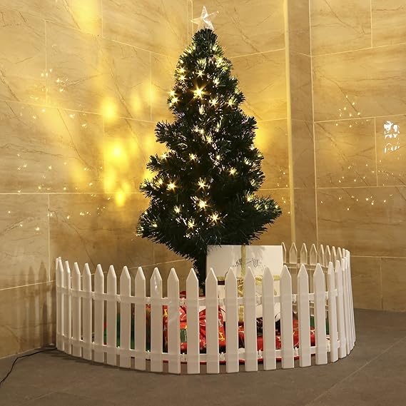 Amazon Com Oulii Plastic Picket Fence For Christmas Tree Wedding Party Decoration Miniature Home Garden Christmas Xmas Tree Surround Fence 25 Pieces Garden Outdoor