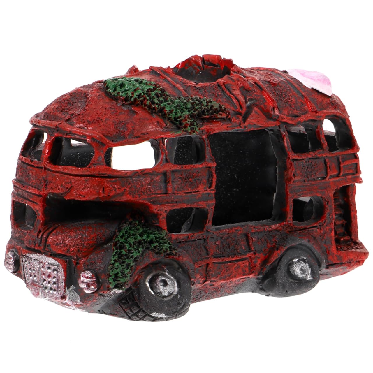 COLLBATH Resin Vintage Bus Aquarium Decoration 4.65X3.23X2.76In Fish Tank Ornament Car Hiding Shelter for Fish and Shrimp Aquarium Accessories