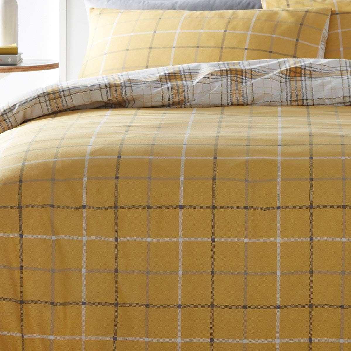 Portfolio Skye Duvet Cover Reversible Checked Bed Set, Polycotton, Duck Egg, Super King - Image 5