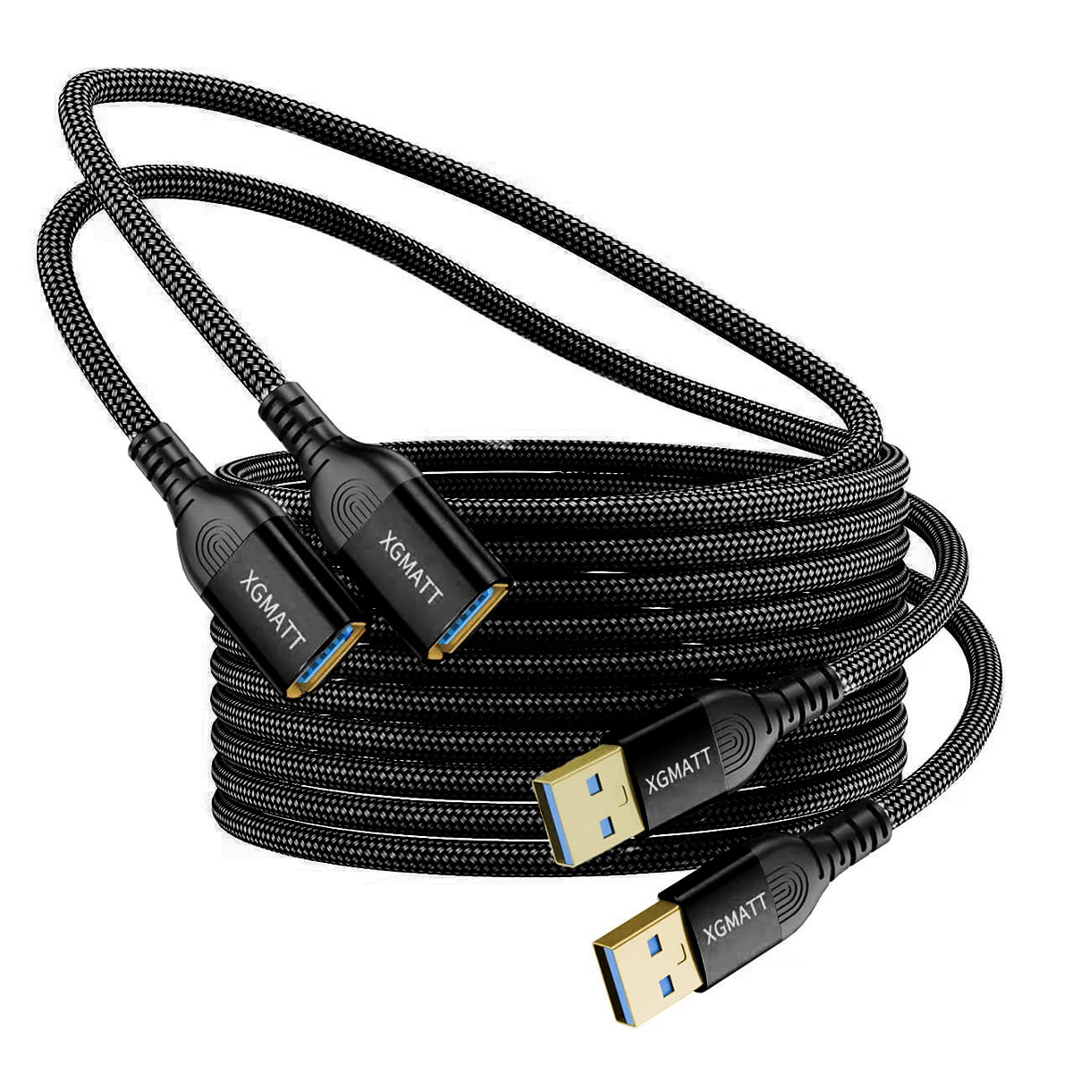 XGMATT USB 3.0 Extension Cable (3M-2pack), USB Type A Male to Female 5Gbps Data Sync USB Extender Cord Compatible with Printer, Scanner, Keyboard,HTC Vive,Card Reader,Camera, Oculus Rift,PS VR,Black — image 1