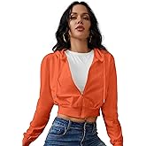 Women's Zip Up Hoodies Cropped Cardigan Jacket Drawstring Hooded Sweatshirts Casual Long Sleeve Top…