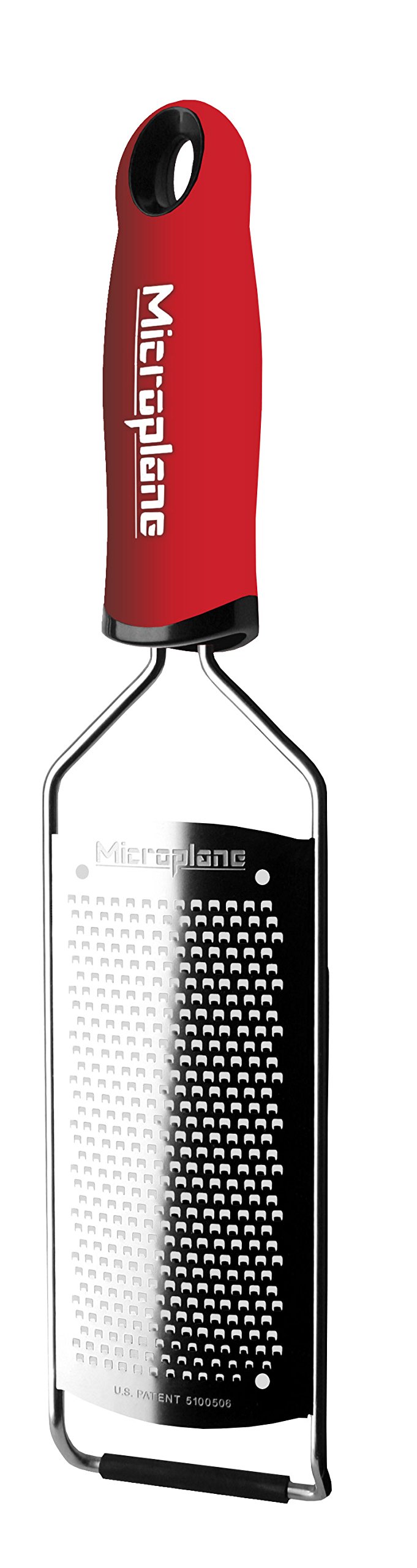 Microplane Kitchen Grater Fine for Hard Cheese, Citrus Fruits, Garlic, Chili, Cinnamon and Nutmeg in Red with Stainless Steel Blade - Made in USA