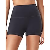 YUNOGA No Front Seam Biker Shorts for Women, High Waisted Tummy Control 3" Inseam Exercise Athletic Gym Running Yoga Shorts