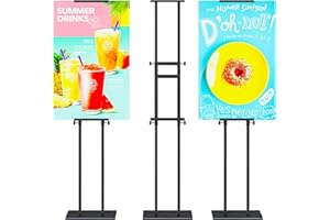 Noliven 2 Pack Double-Sided Pedestal Sign Holders, Adjustable Height Up to 82", Sign Stand Holder, Heavy Duty Floor Stand wit