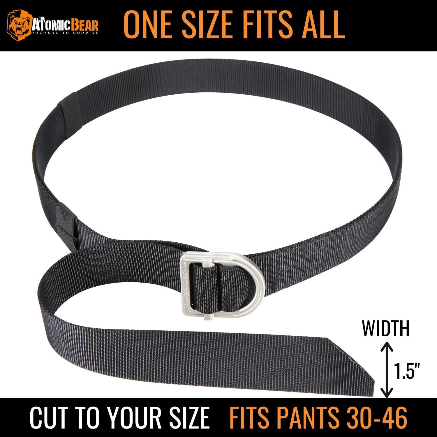 Tactical Belt by Atomic Bear - EDC Gun Belt Heavy-Duty 2-Ply Nylon and Indestructible Metal Buckle for Concealed Carry, Outdoors, Molle Webbing: Clothing