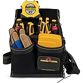 MagnoGrip 20-Pocket Electrician's Pouch with Shoulder Strap – Magnetic Storage for Tools & Fasteners, Heavy-Duty 1680D Ballistic Polyester, Rivet Reinforced, Durable & Water-Resistant - Black.