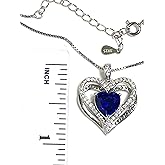 2ct Certified Heart Natural Sapphire Necklace Pendant Love Heart Diamond Jewelry 18kt White GOLD Sterling Silver " I love you" Diamond Necklaces for Daughter 40th Birthday wife gift Valentine 3.2ctw