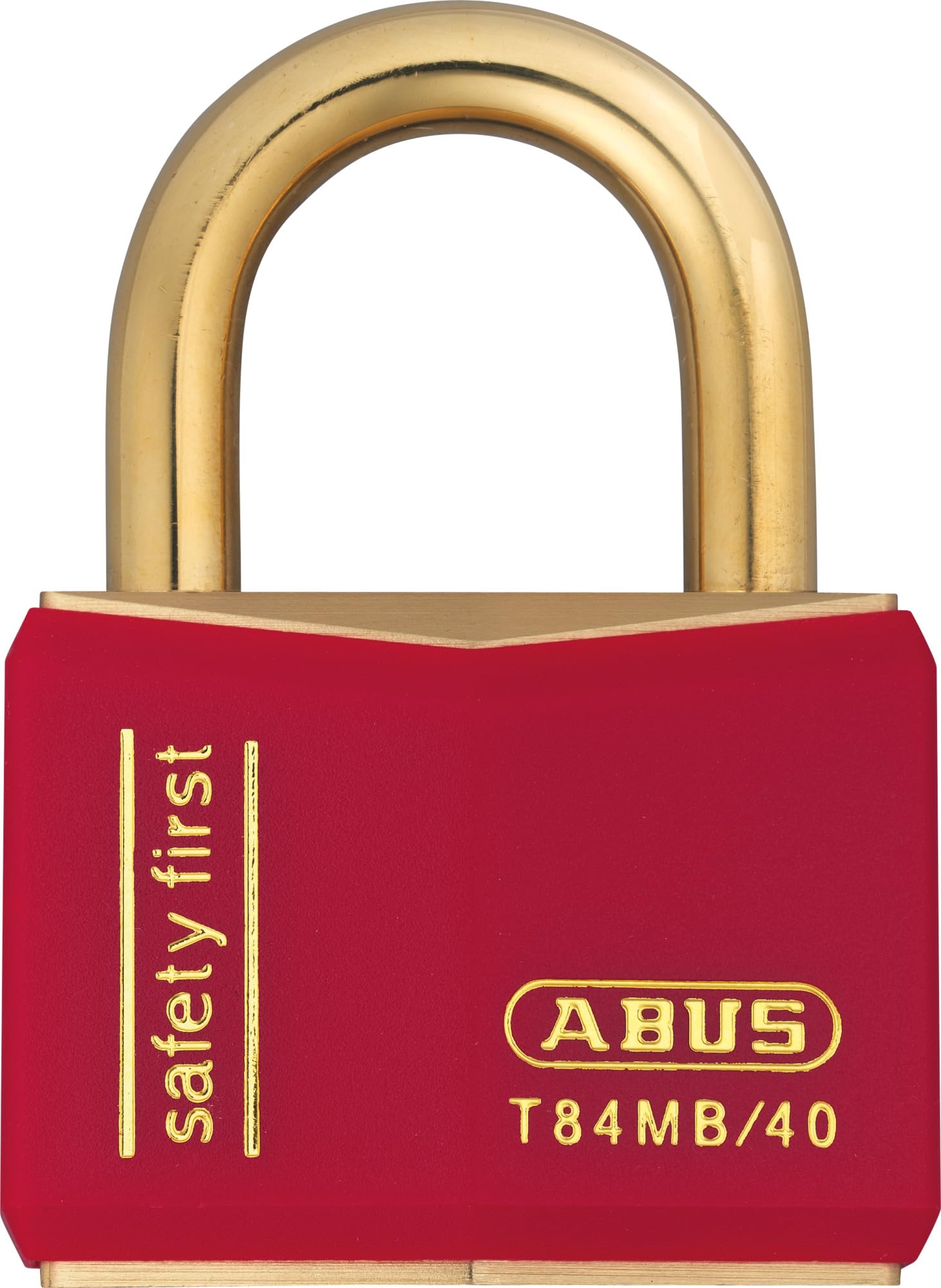ABUS Padlock T84MB/40 Nautic - Stainless Brass - Anti-Picking Security - Lock Made of Antistatic Material and with Vinyl Coating - for Versatile Applications - 40mm Width, red