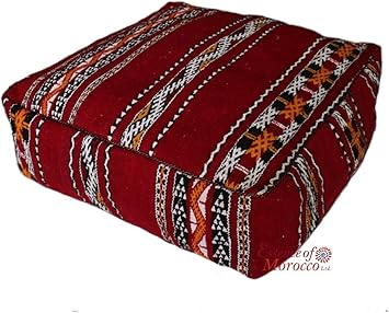 Rouge Kilim Marocain Pouf Housse De Pouf Coussin De Sol Ottoman Poufs Et Repose Pieds Cuisine Maison
