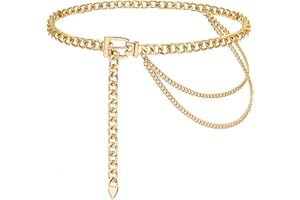 Suyi Chain Belt for Women Girls Gold Metal Waist Chain Multilayer Chunky Chain Belts for Dress