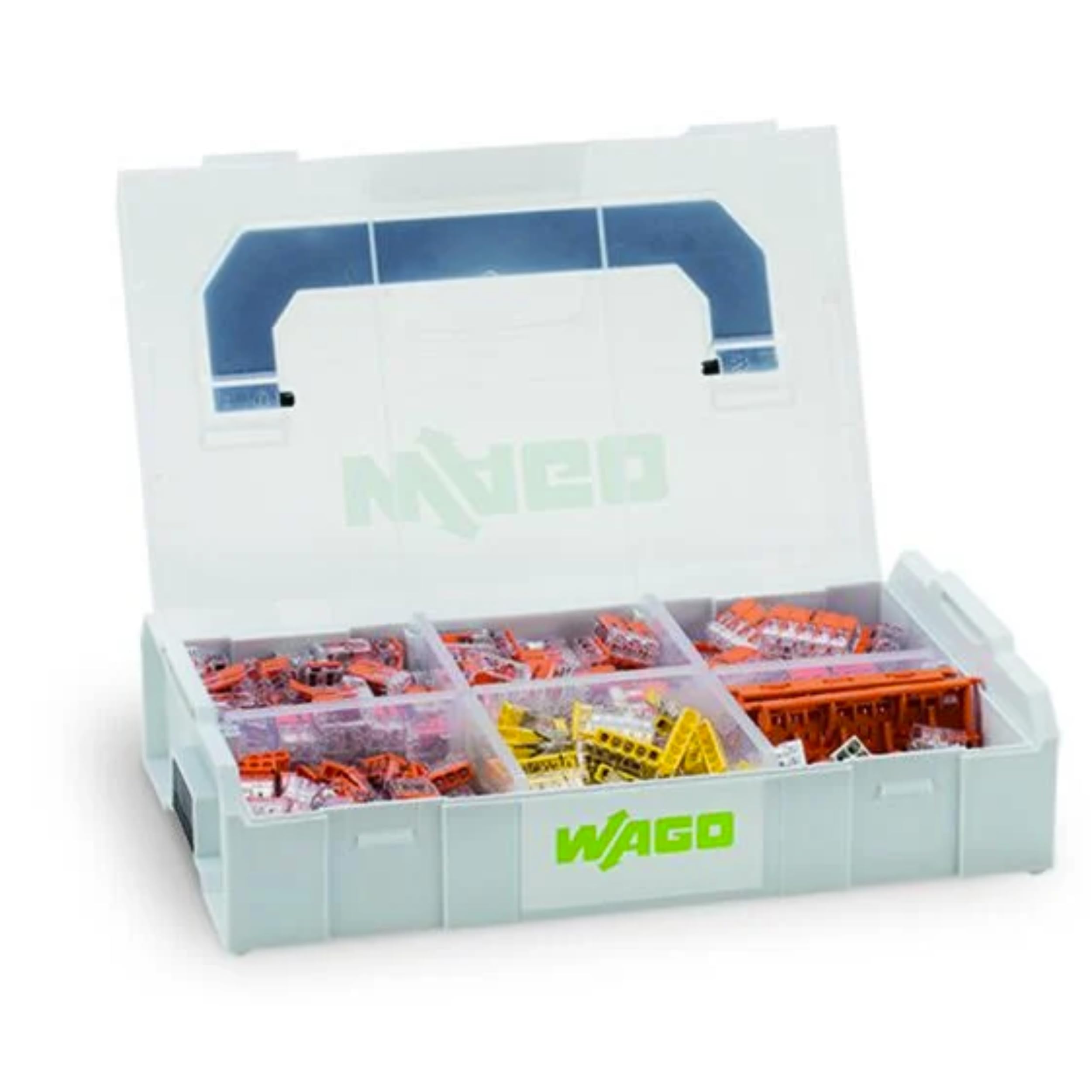 WAGO connection terminal set 887-955 | 352-piece, with various 221 and 2273 series connection clips and mounting adapters for all types of conductors, in a practical L-BOXX Mini