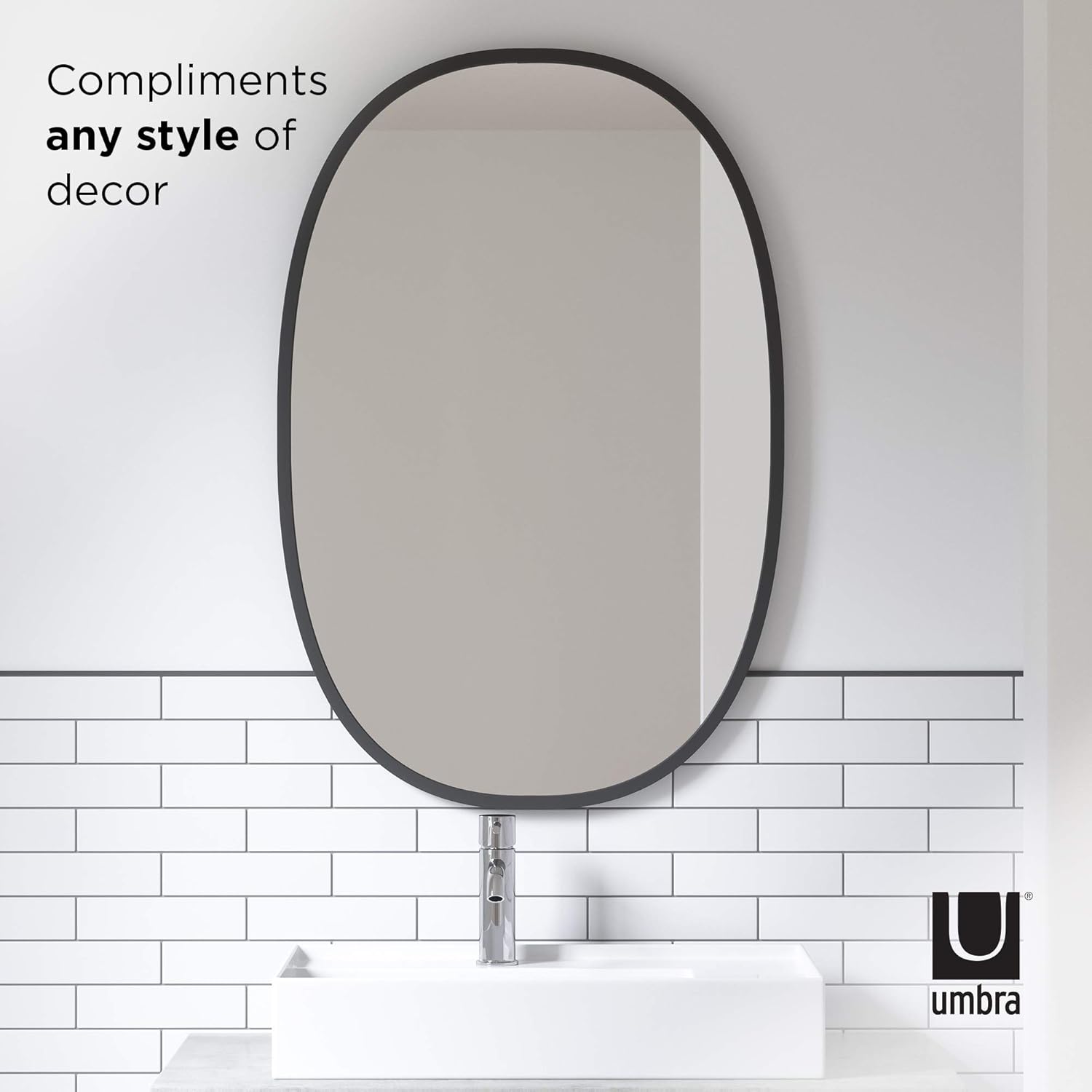 Umbra Hub Oval Wall Mirror, 24 x 36-Inch, Black: Home & Kitchen