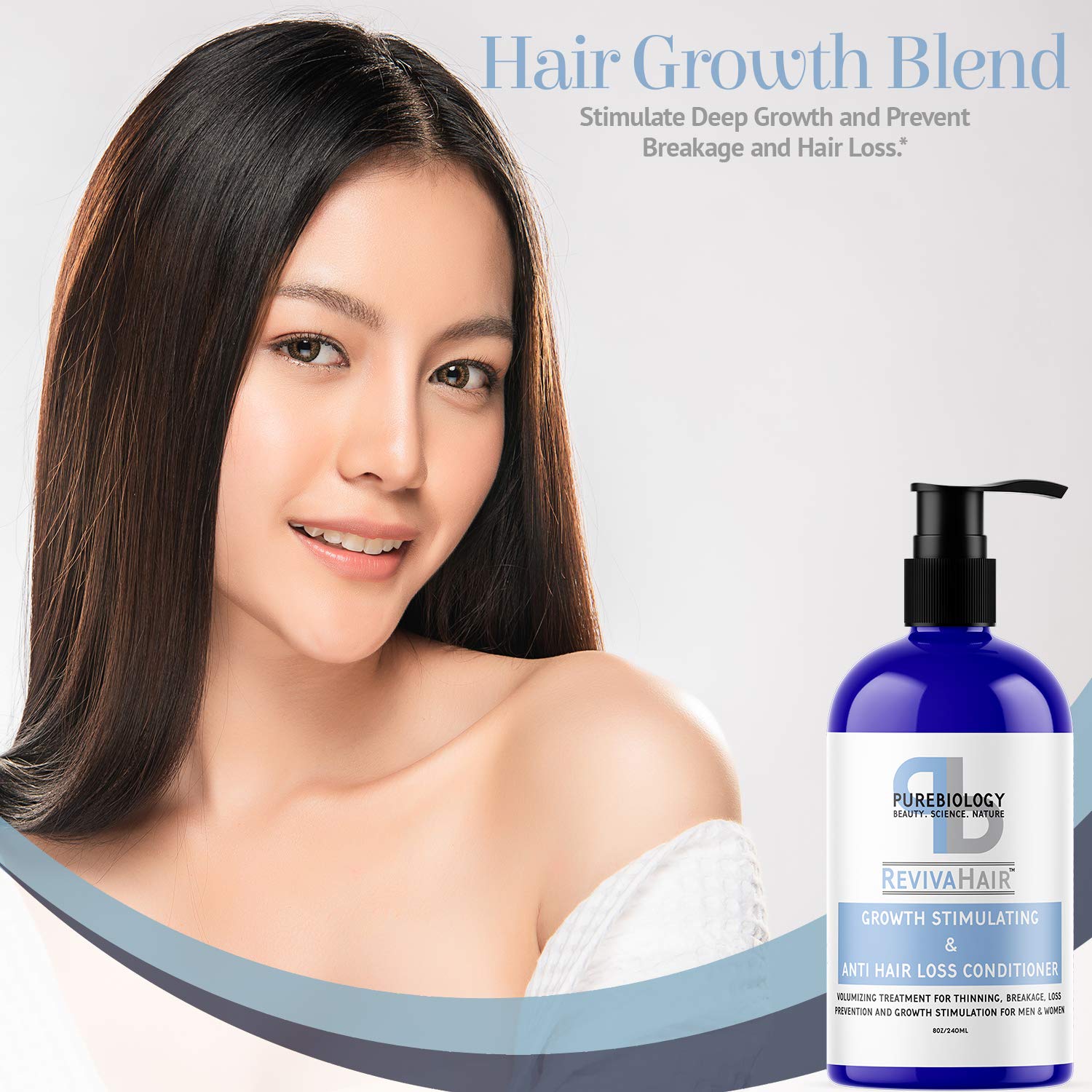 Pure Biology Hair Growth Stimulating Conditioner with Biotin, Keratin, Argan Oil, Coconut Oil, Vitamins B5 +E & Breakthrough Anti Hair Loss Complex for Thinning, Damaged & Dry Hair for Men & Women: Beauty