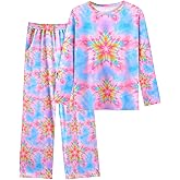 Nidoul Girls Pajamas Long Sleeve Pants 2PCS Pajama Sets Pjs Sleepwear Lounge for Tween Teen Kids 7-14Y